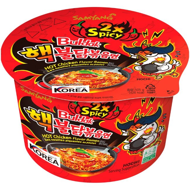 Рамен лапша Samyang Buldak Hot Chicken большая чашка экстремально острая (уп 2 шт) 105 гр