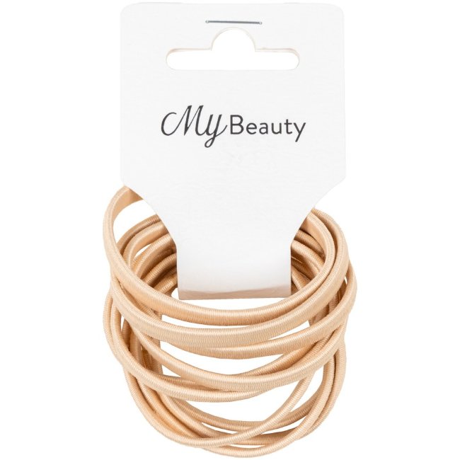 Резинка для волос MY BEAUTY бежевая плоская 10 шт