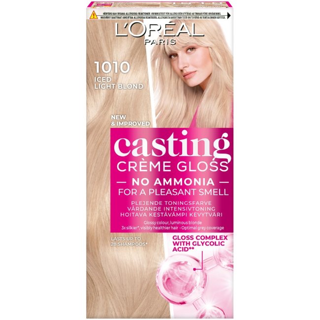 Легкий тон для волос L'Oréal Paris Casting Crème Gloss Glossy Blonds 1010 ледяной светлый блондин Легкий тон для волос L'Oréal Paris Casting Crème Gloss Glossy Blonds 1010 ледяной светлый блондин