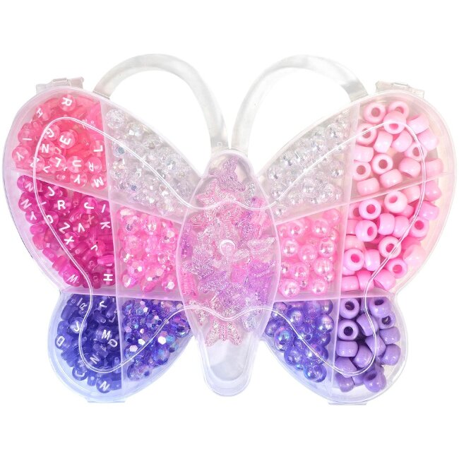 Набор пластиковых бусин J.K. Primeco Perhonen лилово-розовый микс