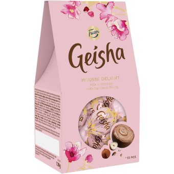 Шоколадные конфеты с ореховым кремом Fazer Geisha Mousse Delight 130 гр Шоколадные конфеты с ореховым кремом Fazer Geisha Mousse Delight 130 гр