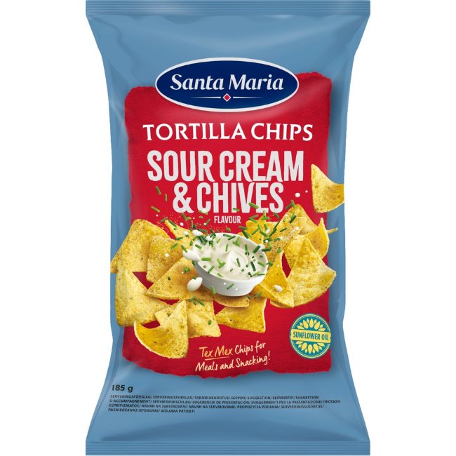 Кукурузные чипсы Santa Maria 185 гр со вкусом сметаны и лука
