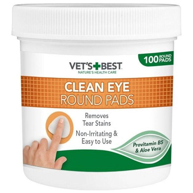 Круглые подушечки с пантенолом для очистки глаз собак Vets Best 100 шт/уп Круглые подушечки с пантенолом для очистки глаз собак Vets Best 100 шт/уп