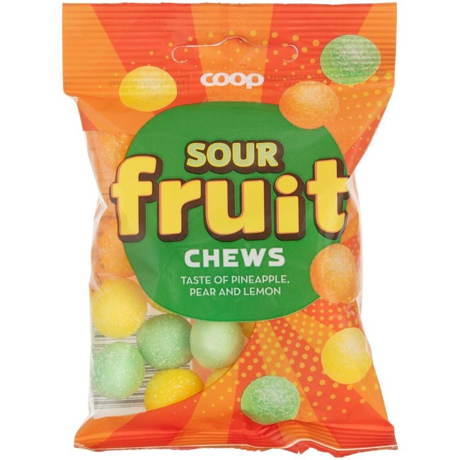 Фруктовые жевательные конфеты Coop с кислинкой 80 гр