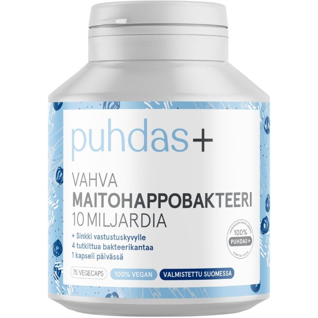 Сильные молочнокислые бактерии 10 млрд Puhdas+ Vahva 75 капсул