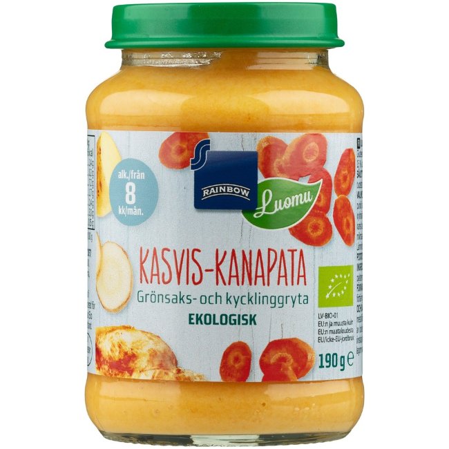 Детское питание Овощное мясное рагу Rainbow с курицей органическое 190 гр 8 мес