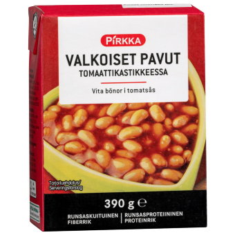 Фасоль белая в томатном соусе Pirkka 390 гр Фасоль белая в томатном соусе Pirkka 390 гр