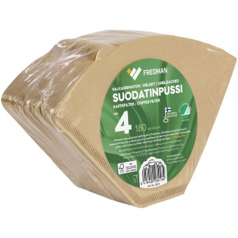 Фильтр-пакеты для кофе Fredman номер 4 неотбеленные 180 шт/уп Фильтр-пакеты для кофе Fredman номер 4 неотбеленные 180 шт/уп
