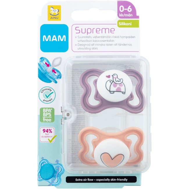 Соска Ainu Mam Supreme силиконовая 0-6 мес (уп 2 шт) Соска Ainu Mam Supreme силиконовая 0-6 мес (уп 2 шт)