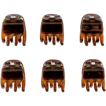 Коричневый пластиковый фиксатор волос краб-мини Ibero 6 шт в упаковке Коричневый пластиковый фиксатор волос краб-мини Ibero 6 шт в упаковке