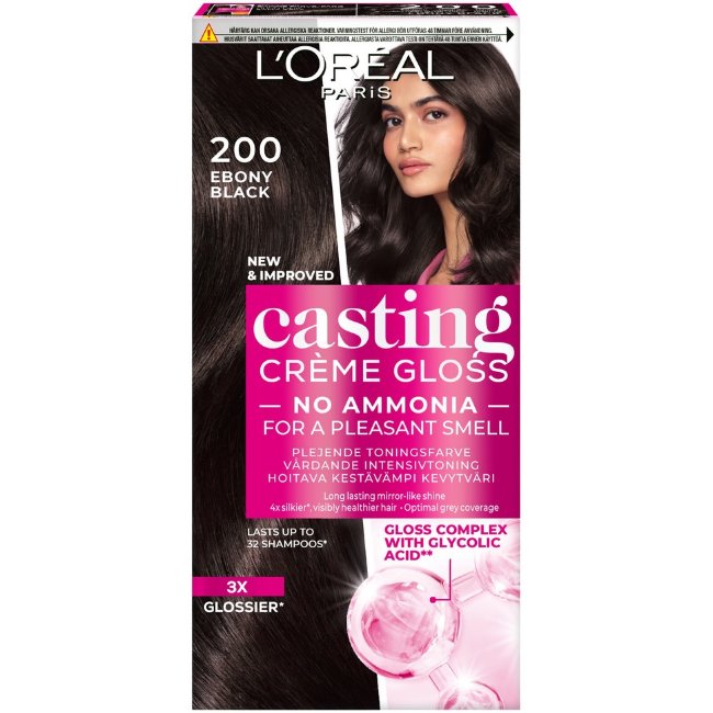 Легкая краска для волос L'Oréal Paris Casting Crème Gloss 200 Ebony Black, 1 шт Легкая краска для волос L'Oréal Paris Casting Crème Gloss 200 Ebony Black, 1 шт