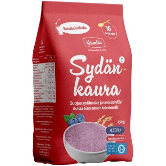 Овсяные хлопья с черникой Hirvelän Sydänkaura 450 гр
