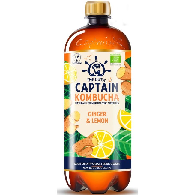 Камбуча The Gutsy Captain с имбирём и лимоном, органическая 950 мл Камбуча The Gutsy Captain с имбирём и лимоном, органическая 950 мл