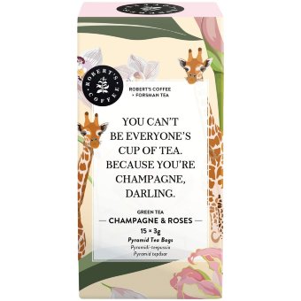 Зеленый чай в пирамидках с ароматом шампанского и клубники Robert's Coffee x Forsman tea Champagne & Roses (уп 15 шт) 45 гр