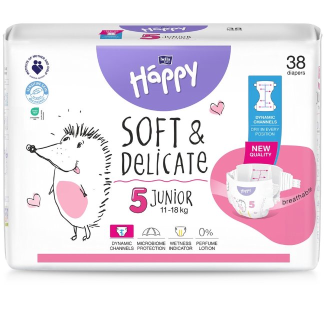 Подгузники Happy Diapers Bella Junior 5 на липучке 38 шт/уп 11-18 кг Подгузники Happy Diapers Bella Junior 5 на липучке 38 шт/уп 11-18 кг