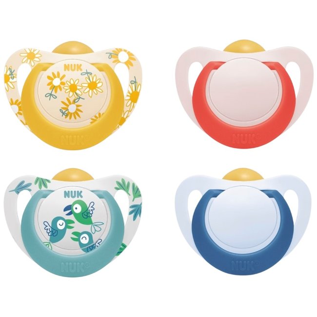 Пустышка NUK Star из натурального каучука 6-18 мес (уп 2 шт)