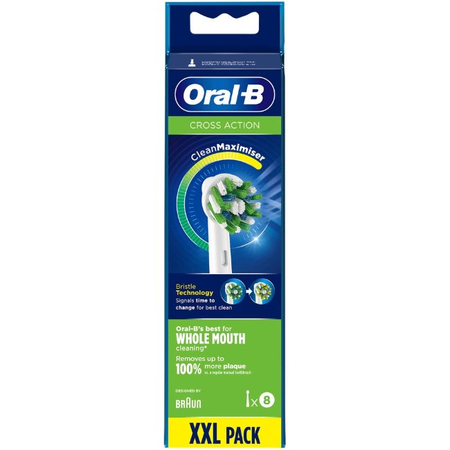 Насадки для зубной щетки Oral-B CrossAction с технологией CleanMaximiser (уп 8 шт)