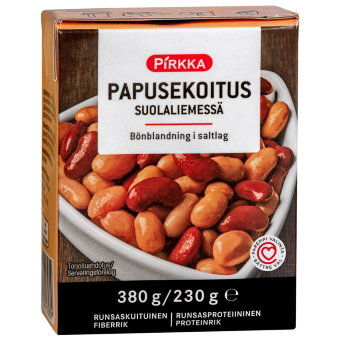 Фасоль микс Pirkka в рассоле 380/230 гр Фасоль микс Pirkka в рассоле 380/230 гр