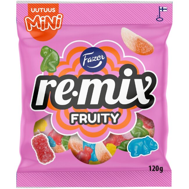 Фруктовые жевательные конфеты Fazer Remix Mini 120 гр Фруктовые жевательные конфеты Fazer Remix Mini 120 гр