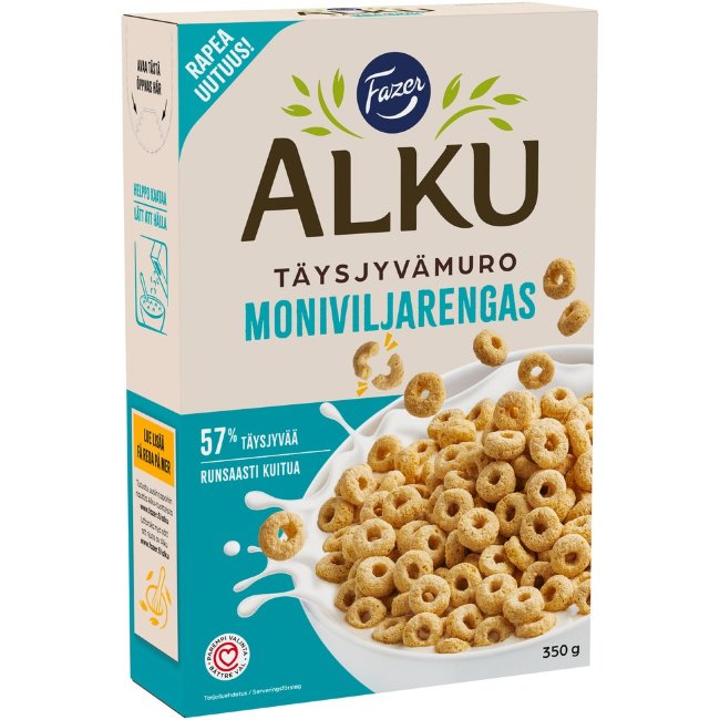 Цельнозерновые хлопья Fazer Alku Moniviljarengas 350 гр Цельнозерновые хлопья Fazer Alku Moniviljarengas 350 гр