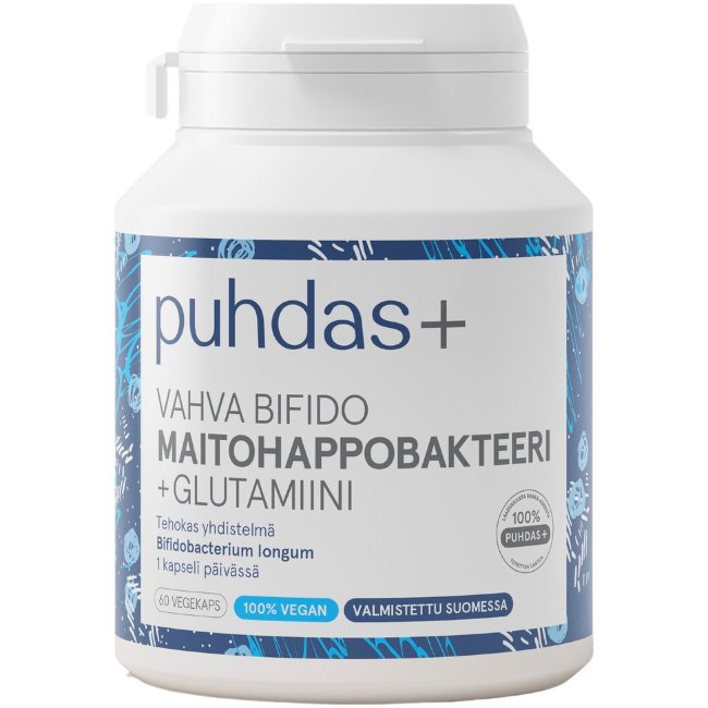 Пробиотик Puhdas+ Vahva Bifido с бифидобактериями и глутамином 60 веганских капсул
