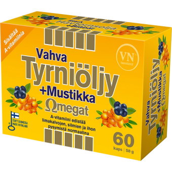 Витамины Vahva Tyrniöljy-Mustikka omegat Облепиховое масло 60 капсул Via Naturale Витамины Vahva Tyrniöljy-Mustikka omegat Облепиховое масло 60 капсул Via Naturale