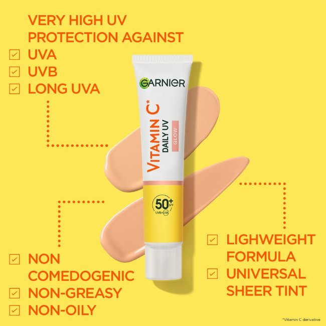 Увлажняющий солнцезащитный крем с витамином C* Garnier Sheer Glow SPF50 для пигментированной кожи 40 мл