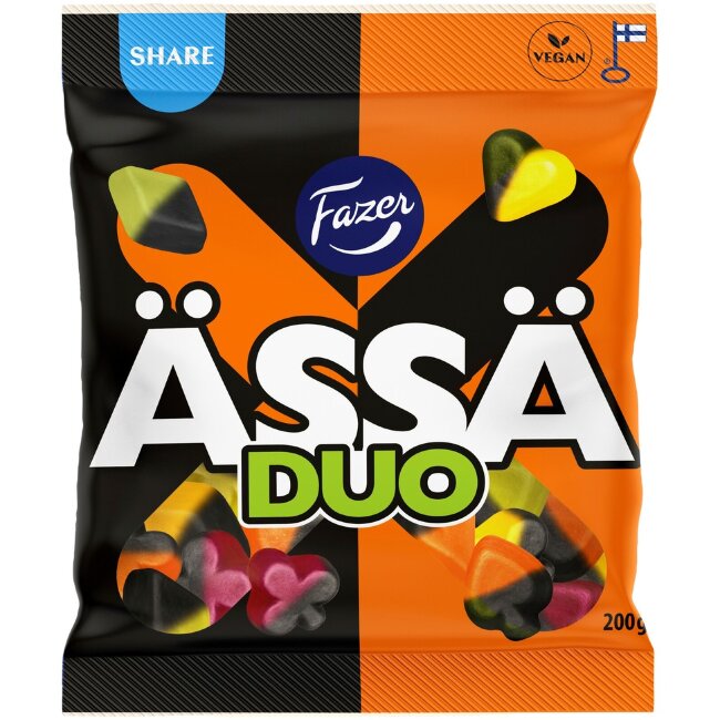Микс жевательных конфет с лакрицей Fazer Ässä Duo 200 гр Микс жевательных конфет с лакрицей Fazer Ässä Duo 200 гр
