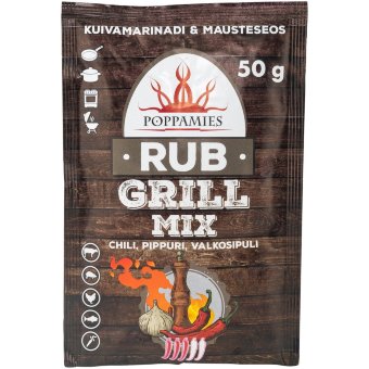 Приправа для гриля Poppamies Rub Grill Mix с чили, перцем и чесноком 50 гр Приправа для гриля Poppamies Rub Grill Mix с чили, перцем и чесноком 50 гр