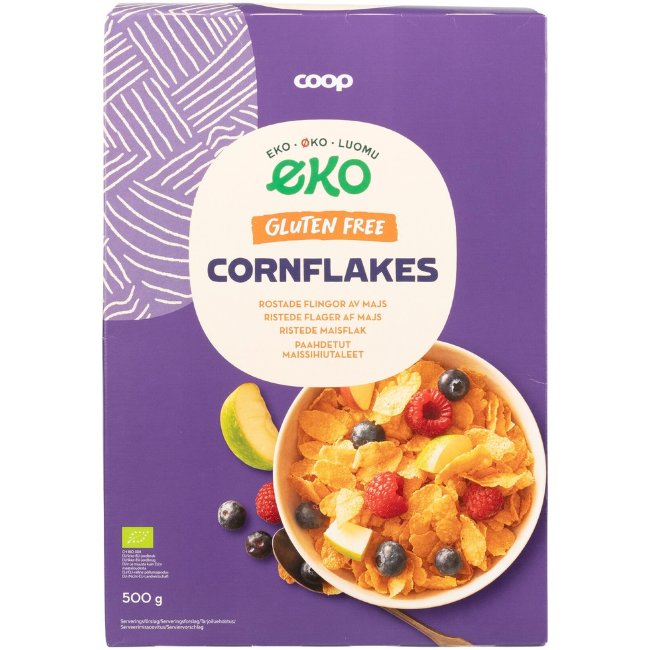 Обжаренные органические кукурузные хлопья Coop без глютена 500 гр