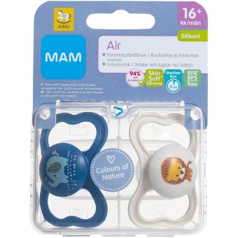 Соска-пустышка силиконовая Ainu MAM Air 16+ мес, 2 шт
