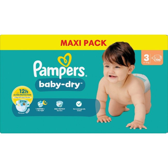 Подгузники Pampers BabyDry S3 6-10 кг 136 шт