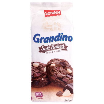 Шоколадное печенье Sondey Grandino Triple chocolate 210 гр Шоколадное печенье Sondey Grandino Triple chocolate 210 гр