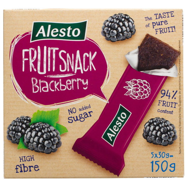 Фруктовый батончик с ежевикой Alesto Fruit Snack Blackberry Taste 5 шт