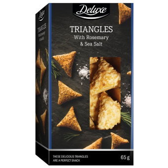 Снеки Deluxe TRIANGLES с розмарином и морской солью 65 гр Снеки Deluxe TRIANGLES с розмарином и морской солью 65 гр