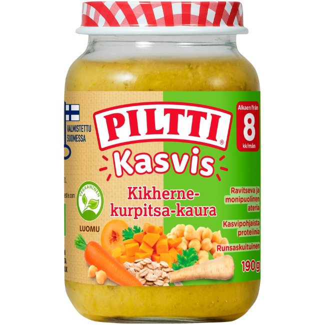 Детское овощное пюре Piltti с нутом, тыквой и овсом 190 гр
