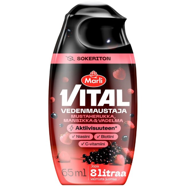 Ароматизатор воды Marli Vital без сахара черная смородина, клубника и малина 65 мл