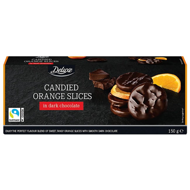 Засахаренные ломтики апельсина в темном шоколаде Deluxe 150 гр Засахаренные ломтики апельсина в темном шоколаде Deluxe 150 гр