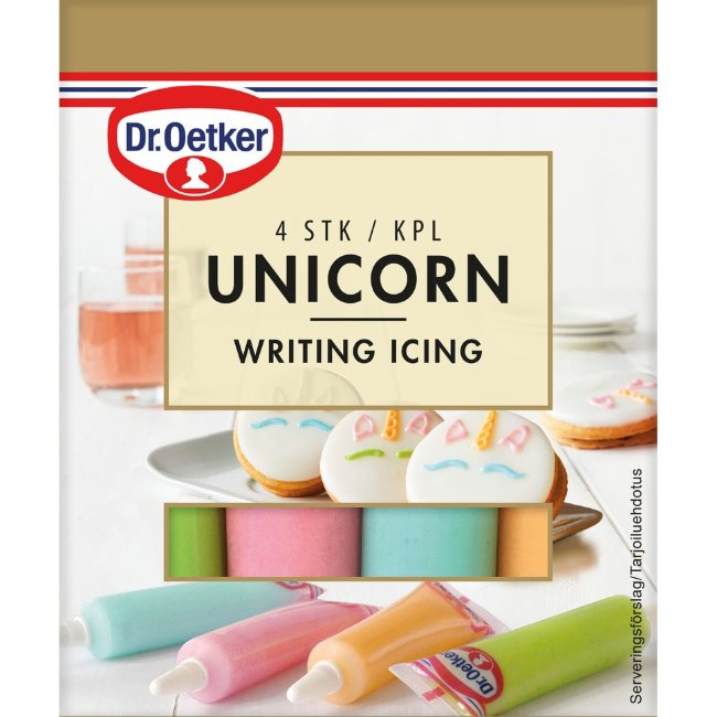 Гелевые декоративные пасты Dr. Oetker Unicorn (уп 4 шт) 76 гр