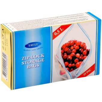 Пакеты для хранения Smile с двойным замком, 0,5 л, 12 x 19 см, 25 шт