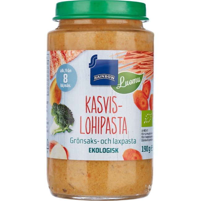 Детское питание Паста с лососем и овощами Rainbow Organic 190 гр Детское питание Паста с лососем и овощами Rainbow Organic 190 гр