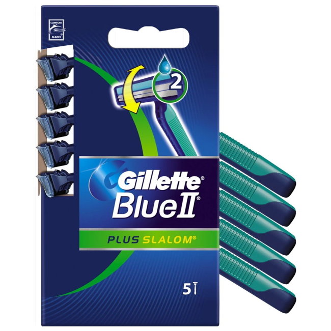 Бритвенные станки Gillette BlueII Plus Slalom 5 шт Бритвенные станки Gillette BlueII Plus Slalom 5 шт
