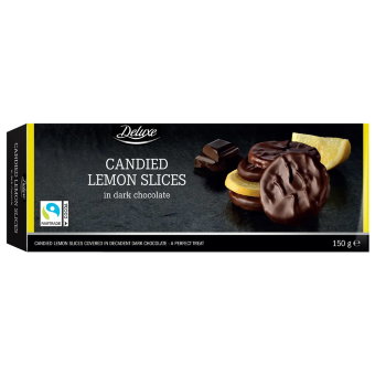 Засахаренные ломтики лимона в темном шоколаде Deluxe 150 гр Засахаренные ломтики лимона в темном шоколаде Deluxe 150 гр