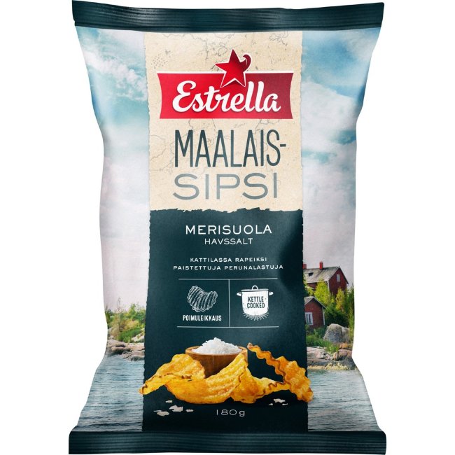 Картофельные чипсы Estrella Maalaissipsi с морской солью 180 гр