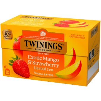 Травяной чай Twinings с экзотическим манго и клубникой (уп 20 шт) 40 гр