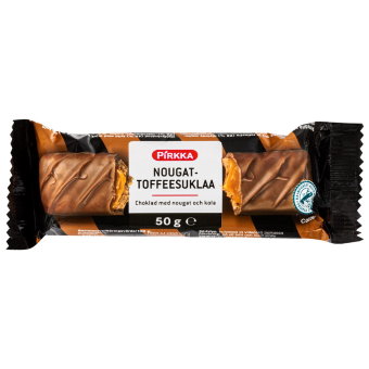 Шоколадный батончик с мягким ирисом и нугой Pirkka Nougat toffee 50 гр