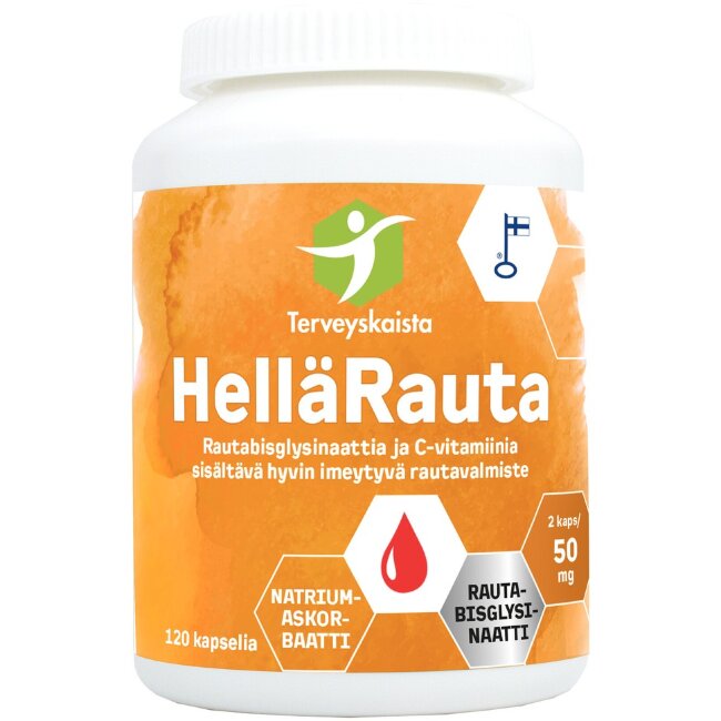 БАД Terveyskaista HelläRauta 50 mg + витамин C 120 капсул БАД Terveyskaista HelläRauta 50 mg + витамин C 120 капсул