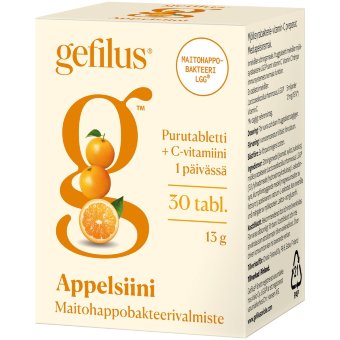 Жевательные таблетки с пробиотиком Gefilus и витамином C с апельсиновым вкусом 30 табл Жевательные таблетки с пробиотиком Gefilus и витамином C с апельсиновым вкусом 30 табл