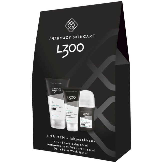 Подарочный набор для мужчин L300 крем для лица, гель для умывания, антиперспирант/дезодорант 3x60/150/60 мл Подарочный набор для мужчин L300 крем для лица, гель для умывания, антиперспирант/дезодорант 3x60/150/60 мл