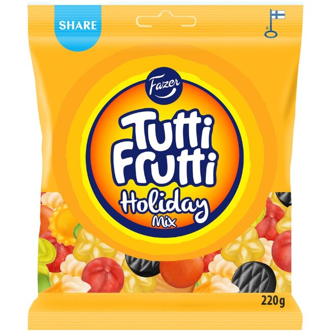 Жевательные конфеты ассорти Fazer Tutti Frutti Holiday Mix 220 гр Жевательные конфеты ассорти Fazer Tutti Frutti Holiday Mix 220 гр